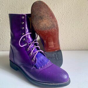Vintage Purple Lace Up Justin Roper Boots Women's Size 8.5B US